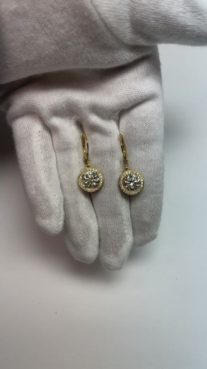 Sparkling 4.50 Carats Natural Earth Mined Diamond Dangle Earrings Pair White Gold New