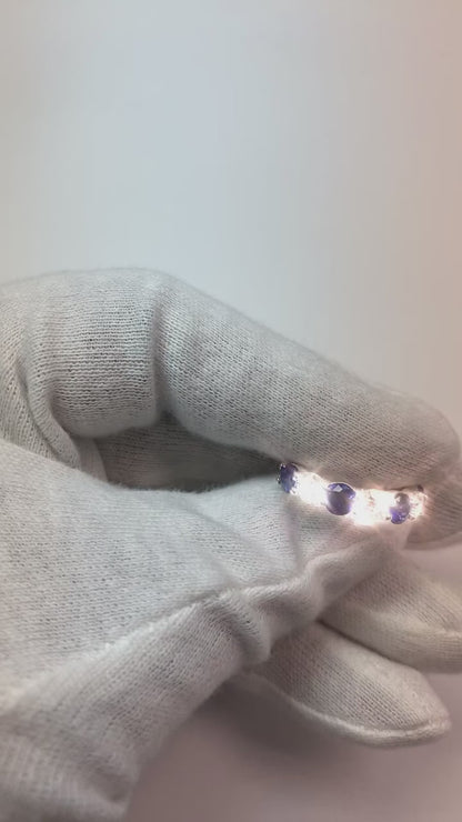 2.45 Ct Round Sri Lanka Sapphire Natural Earth Mined Diamond Wedding Band