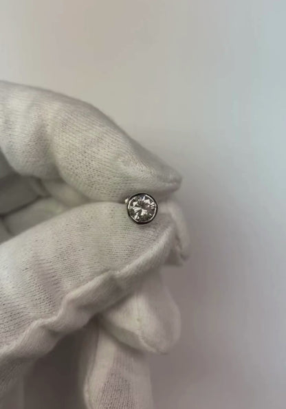 0.75 Carats Single Round Natural Earth Mined Diamond Stud Men's Earring 14K White Gold