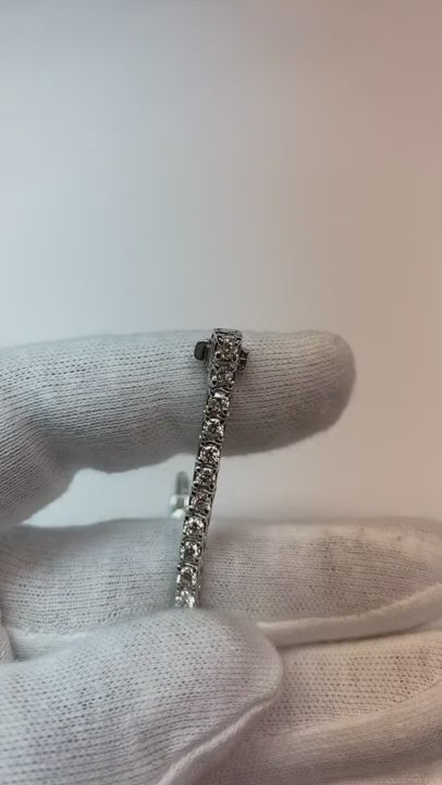 Ladies Tennis Bracelet 6.60 Carats Round Cut Natural Earth Mined Diamonds White Gold 14K