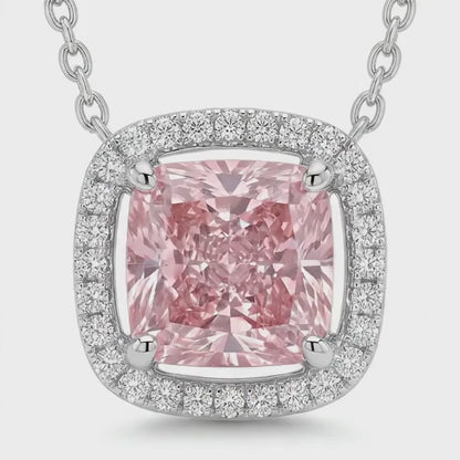 Pink Diamond Necklace 3.5 Carat Cushion