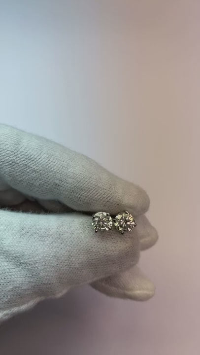2 Carats Prong Natural Earth Mined Diamond Round Stud Solitaire Earrings 14K White Gold