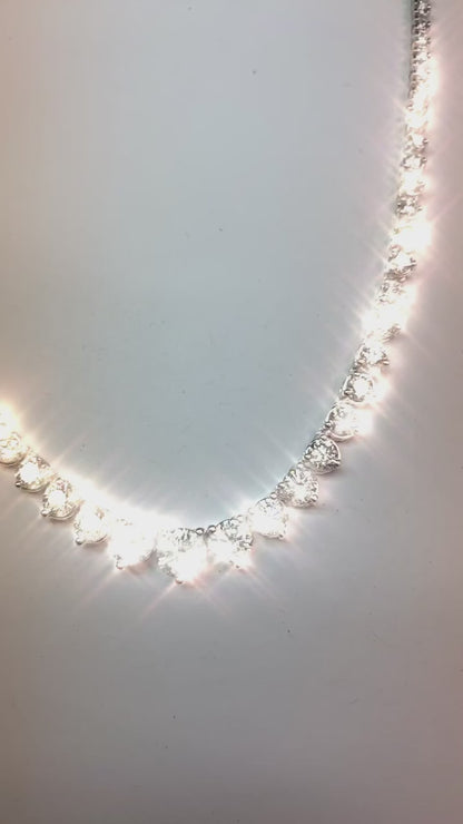 Women 25 Ct Round Brilliant Cut Natural Diamond Diamonds Necklace White Gold 14K