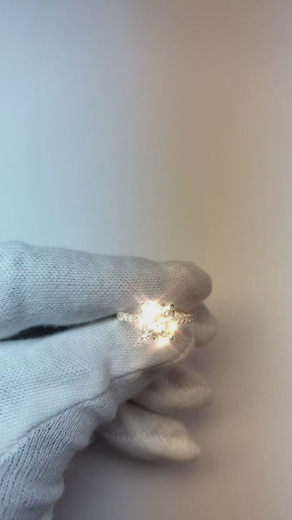 Cushion And Round Cut 3.35 Carats Natural Earth Mined Diamonds Engagement Ring New