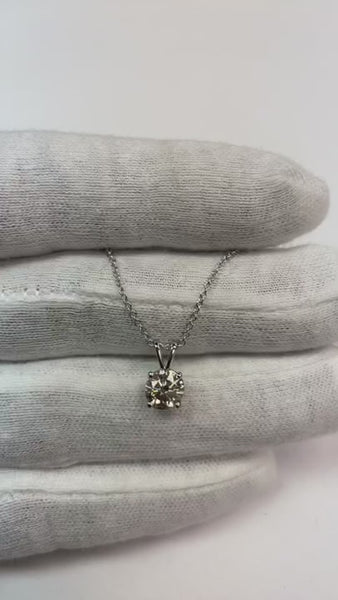 Solitaire Diamond Necklace Pendant 1 Carat White Gold Women Jewelry