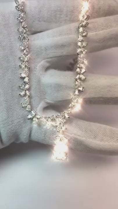 14K White Gold Women Necklace 27 Carats New Natural Diamond Diamond