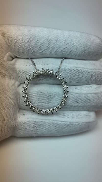 Round Brilliant Shape Natural Earth Mined Diamond Circle Pendant Necklace 3 Carat WG 14K