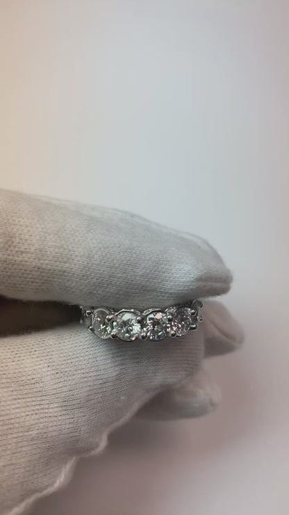 9.50 Carats Round Natural Earth Mined Diamond Eternity Wedding Band 14K White Gold