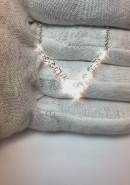 White Gold 14K Women Round Cut Sparkling 2 Carats Natural Diamond Diamonds Necklace