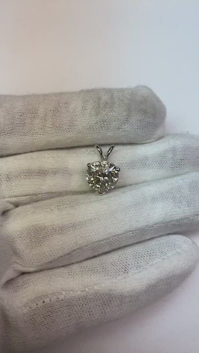 Big Heart Natural Earth Mined Diamond Necklace Pendant 3 Carats White Gold Prong Set