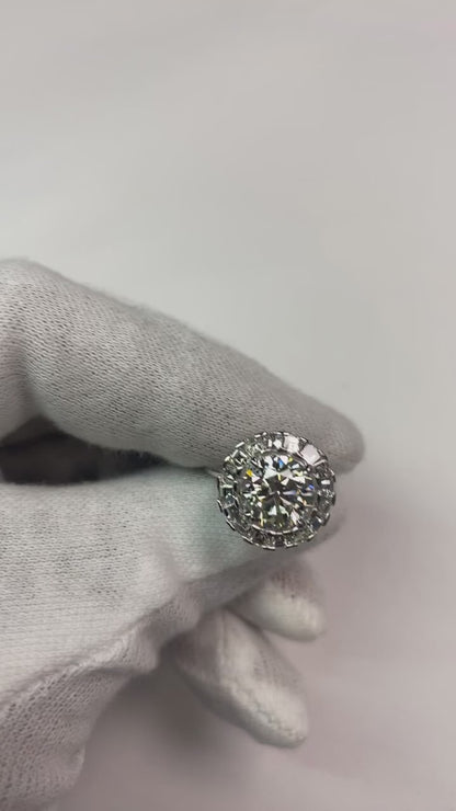 Halo Wedding Ring Oval Old Cut Natural Earth Mined Diamonds Half Bezel Set 8.50 Carats