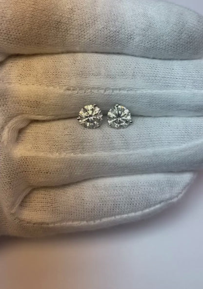 Natural Earth Mined Diamond Stud Earrings 3.5 Ct Solid White Gold 14K