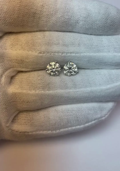 Diamond Stud Earrings 3.5 Ct Solid White Gold 14K