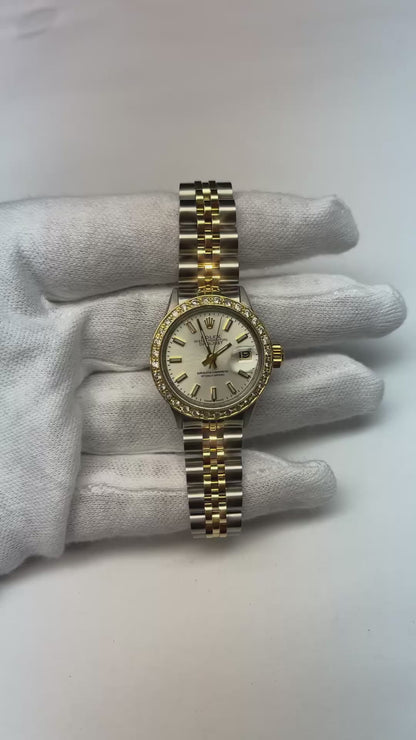 Diamond Bezel Lady Rolex Datejust Watch Two Tone Jubilee Bracelet