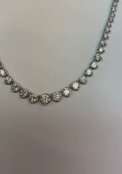 White Gold 14K  Round Cut Sparkling 20 Ct Mined Diamond Women Necklace