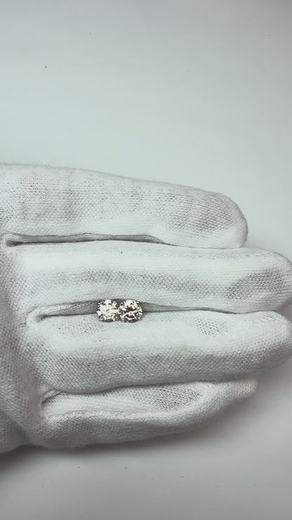 2 Ct Round Cut Natural Real ( Not Lab Grown ) Diamond Stud Earring Pair White Gold Women Jewelry