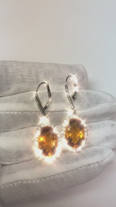 20.50 Ct Prong Set Madeira Citrine And Natural Earth Mined Diamond Pendant Yellow Gold 14K