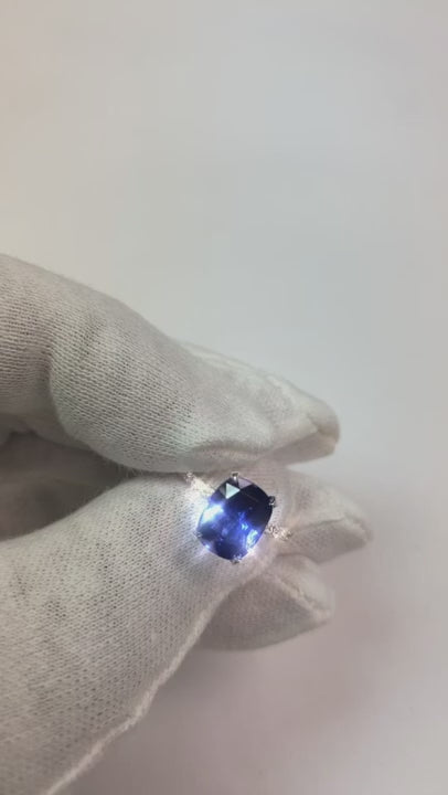 Natural Earth Mined Diamond Solitaire Accents Ring Emerald Blue Sapphire 4 Carats