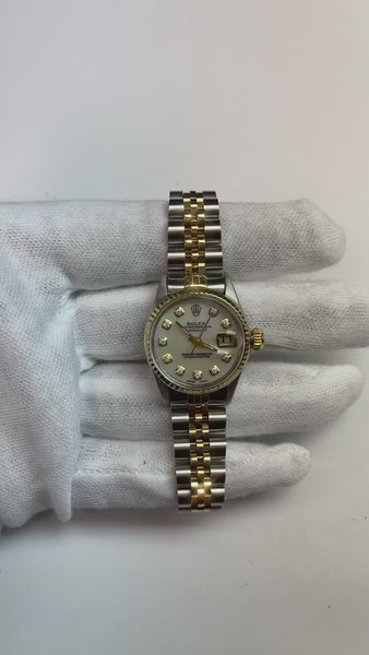 Rolex Two Tone Mother Of Pearl Dial 26 mm Lady Datejust Watch