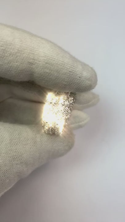 Double Row Inside Out 4 Carats Natural Earth Mined Diamonds Hoop Earrings White Gold 14K
