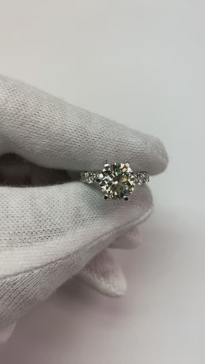 Natural Earth Mined Diamond Ring Eternity Style Shank