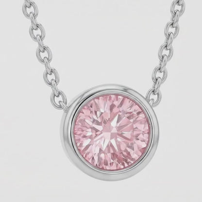 Pink Diamond Necklace 2.5 Carat Round
