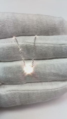 Solitaire Round Natural Earth Mined Diamond Pendant 0.40 Carats White Gold 14K New