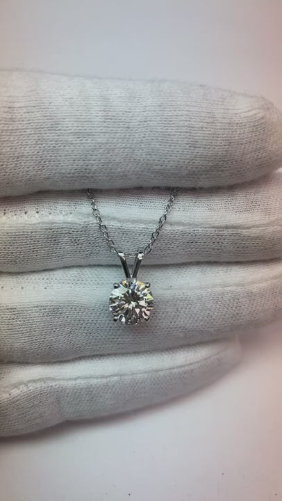 Round Solitaire Real Natural Earth Mined Diamond Necklace Pendant 2.75 Ct White Gold 14K