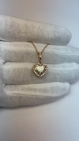 Heart Shape Halo Mined Diamond Pendant 2.75 Carats Rose Gold 14K