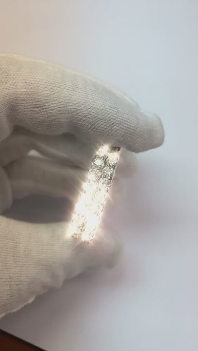 Women Hoop Earrings 7 Ct Round Cut Natural Earth Mined Diamonds White Gold 14K