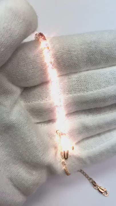 Pink Sapphire Tennis Bracelet Rose Gold 14K 5.90 Carats Jewelry