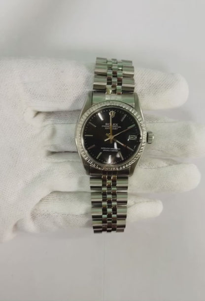 Rolex Datejust 31 mm Black Stick Dial Stainless Steel Watch