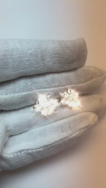 4 Carats Pear Shape Round Natural Earth Mined Diamond Cluster Earrings Gold