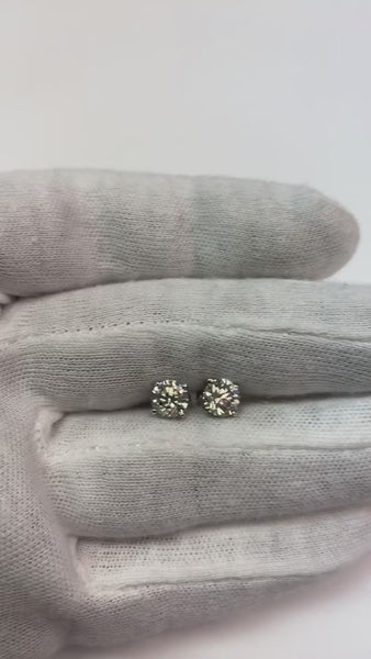 Stud Earrings 2 Carats Round Diamond Jewelry White Gold 14K