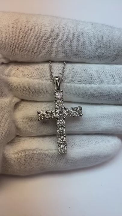 Natural Earth Mined Diamond Cross Pendant 3 Carats