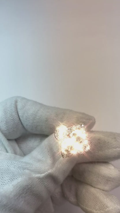 3 Stone Halo Ring With Pear and Marquise Natural Earth Mined Diamonds 7.45 Carats