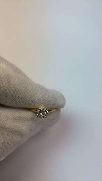1 Carat Natural Earth Mined Diamond Solitaire Ring 4 Prong Set Yellow Gold 14K