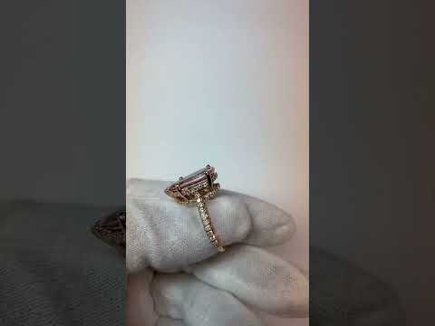 Pear Cut Morganite And Diamonds 9.25 Ct Wedding Ring Rose Gold 14K