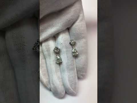 Diamond Pear & Round Old Mine Cut Drop Earrings 5 Carats