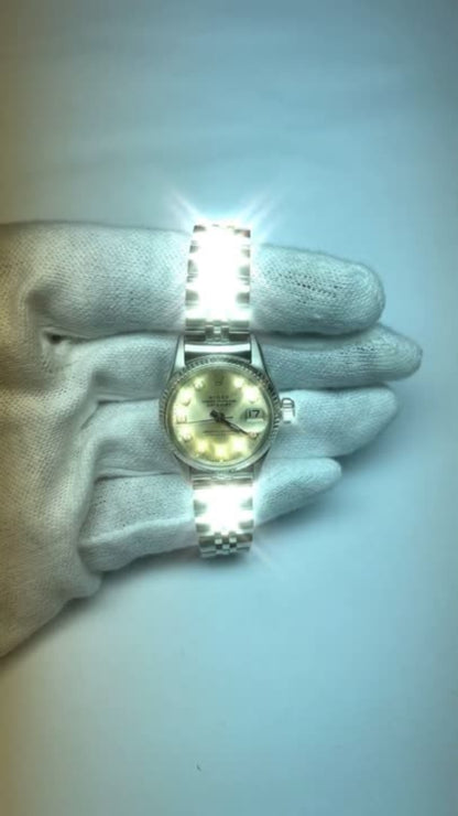 Rolex Lady Datejust Silver Watch Ss Jubilee Bracelet Fluted Bezel