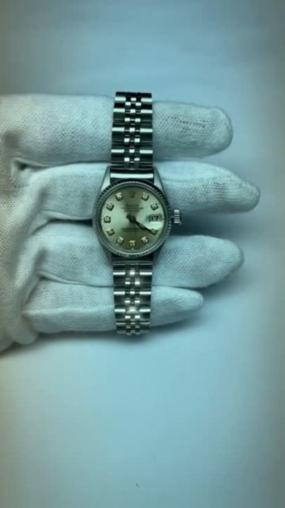Rolex Lady Datejust Silver Watch Ss Jubilee Bracelet Fluted Bezel