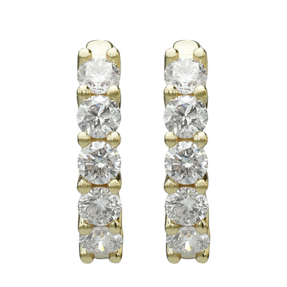 Prong Set 3 Carats Sparkling Real Natural Earth Mined Diamonds Lady Hoop Earrings YG 14K