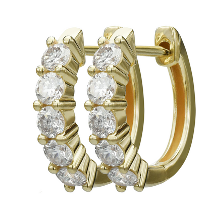 Prong Set 3 Carats Sparkling Real Natural Earth Mined Diamonds Lady Hoop Earrings YG 14K