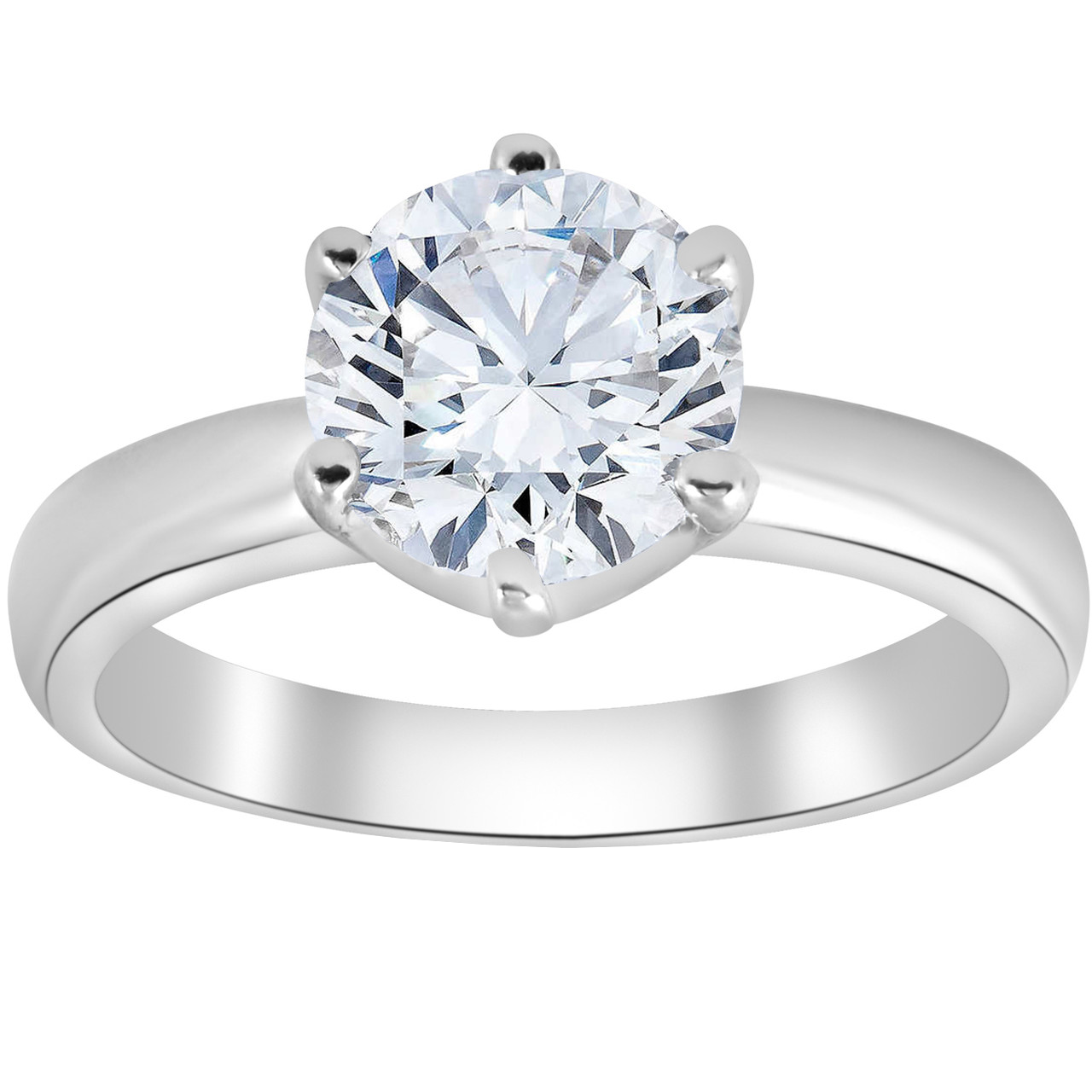 Big 8 Carats Round Cut Lab Grown Diamond Solitaire Ring 14K White Gold