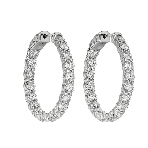 Prong Setting Round 5.54 Carat Natural Earth Mined Diamond Hoop Women Earring WG 14K