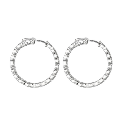 Prong Setting Round 5.54 Carat Natural Earth Mined Diamond Hoop Women Earring WG 14K