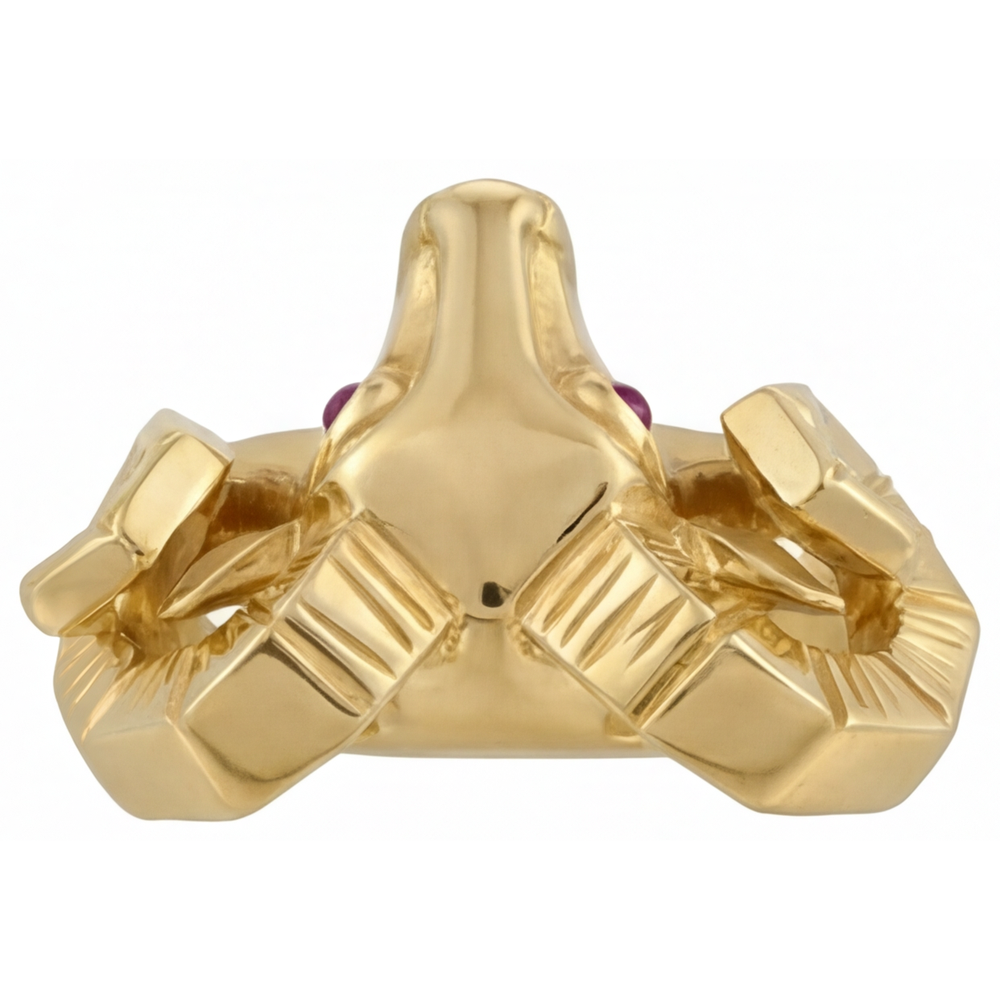 Round Cut Purple Amethyst ring in 14K Yellow Gold – top view