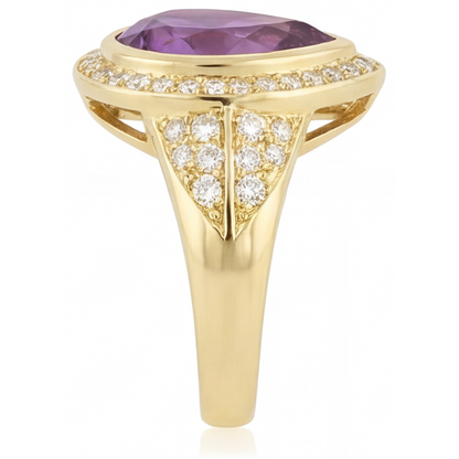 Purple Amethyst Precious Stone Ring 6.50-ct 14K Yellow Gold – angle view