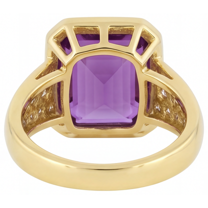 Natural Purple Amethyst Precious Stone Ring – top view