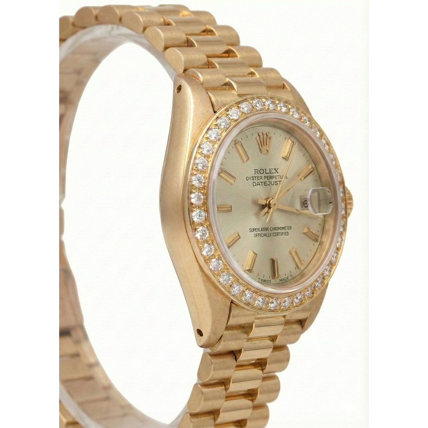 Rolex Datejust President Style Watch Ivory Color Diamond Bezel